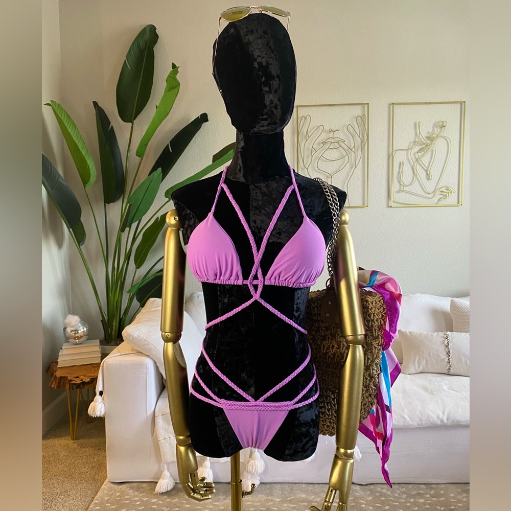 Strappy Lilac Brazilian Bikini